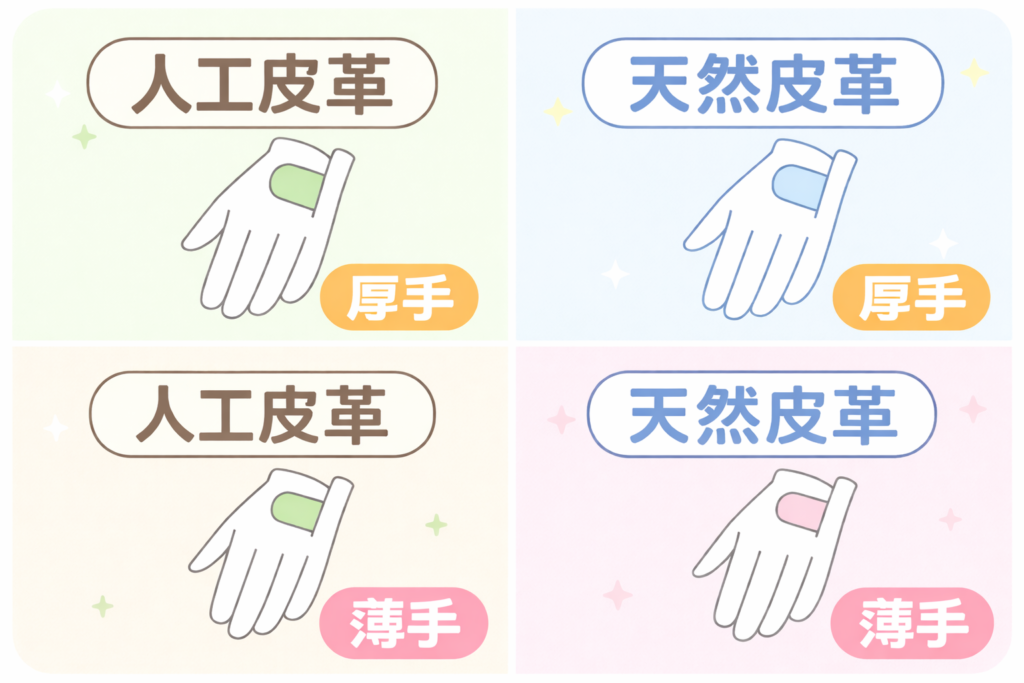 ゴルフグローブのタイプ分類