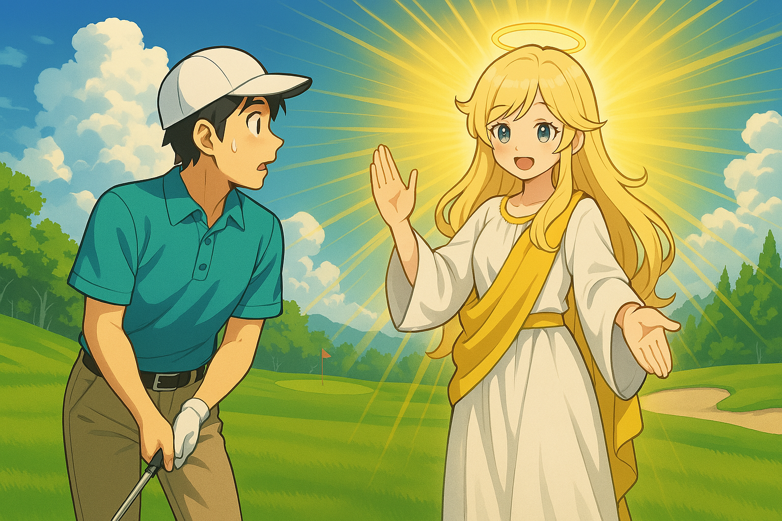 神様を女神でカワイイ感じ