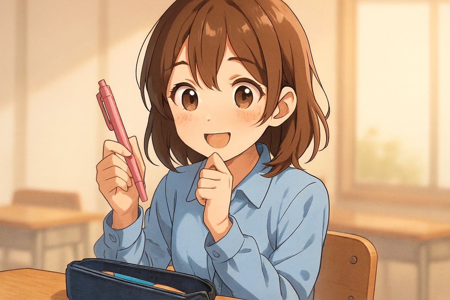 筆箱が見える